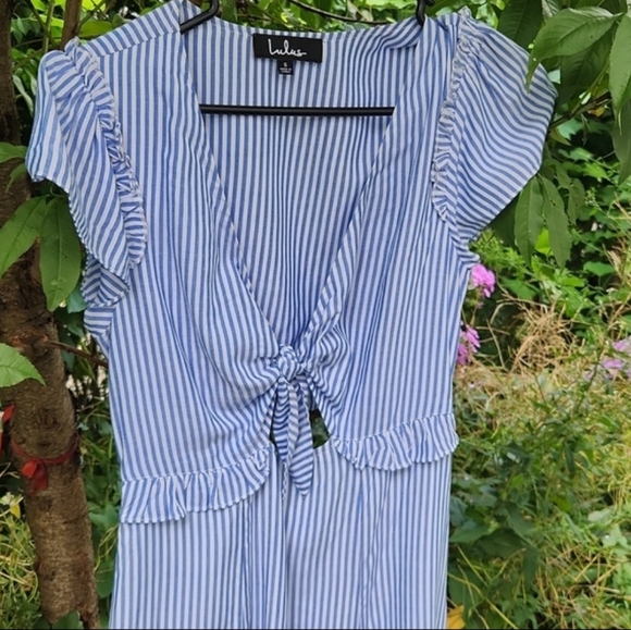 LULU'S, Women's Summer, Vacation, Seaport Light Blue and White Striped Dress - Picture 5 of 7